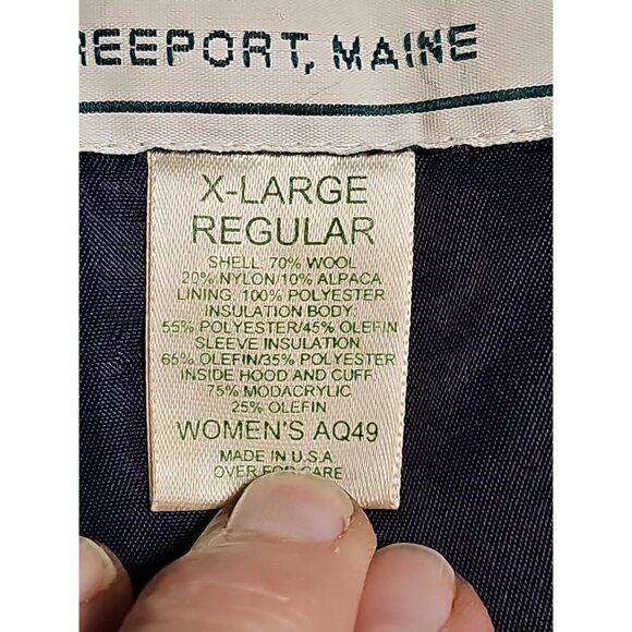 Vintage LL Bean Womans Coat Purple XL  Wool Alpaca Hooded Maxi Coat Fur Trim - Picture 2 of 7